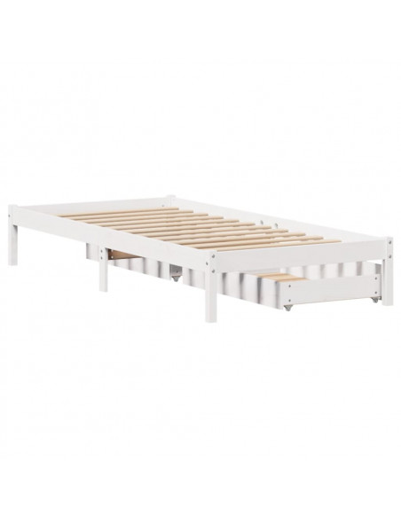 Letto senza Materasso Bianco 90x200 cm Legno Massello di Pino