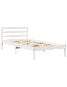 Letto senza Materasso Bianco 90x200 cm Legno Massello di Pino