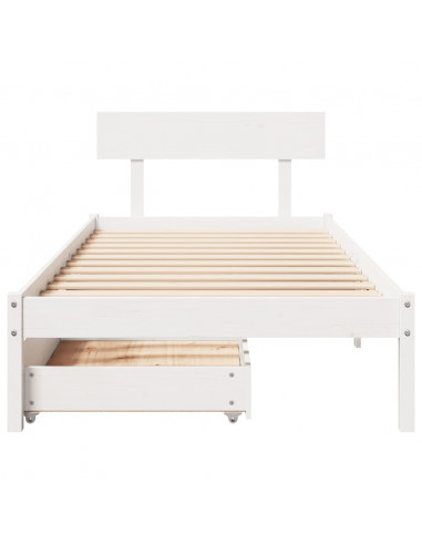 Letto senza Materasso Bianco 90x200 cm Legno Massello di Pino