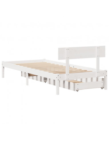 Letto senza Materasso Bianco 90x200 cm Legno Massello di Pino