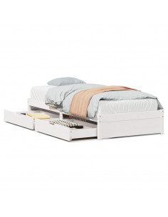 Letto senza Materasso Bianco 90x200 cm Legno Massello di Pino