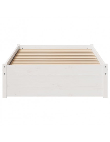 Letto senza Materasso Bianco 90x200 cm Legno Massello di Pino