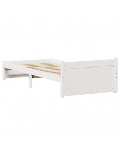 Letto senza Materasso Bianco 90x200 cm Legno Massello di Pino 2