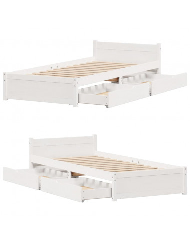 Letto senza Materasso Bianco 90x200 cm Legno Massello di Pino