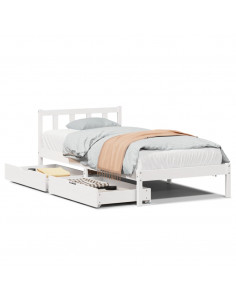 Letto senza Materasso Bianco 90x200 cm Legno Massello di Pino
