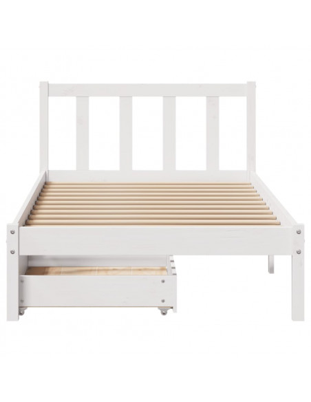 Letto senza Materasso Bianco 90x200 cm Legno Massello di Pino