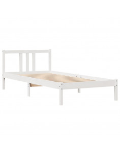 Letto senza Materasso Bianco 90x200 cm Legno Massello di Pino