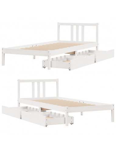 Letto senza Materasso Bianco 90x200 cm Legno Massello di Pino