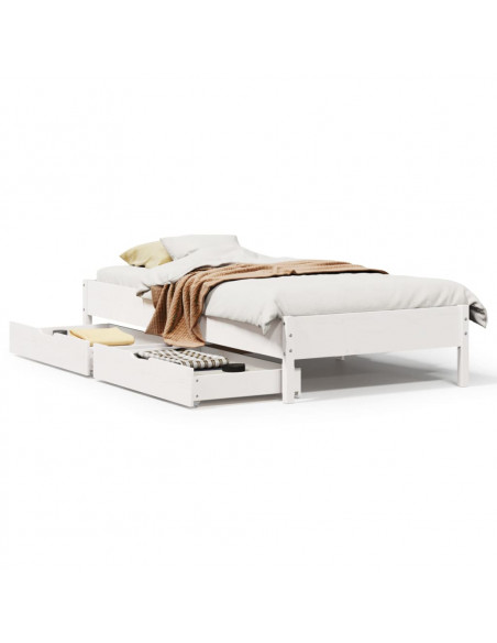 Letto senza Materasso Bianco 90x200 cm Legno Massello di Pino