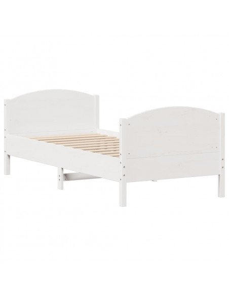 Letto senza Materasso Bianco 90x200 cm Legno Massello di Pino