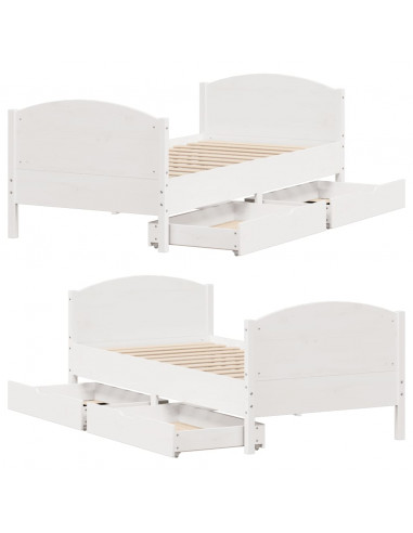 Letto senza Materasso Bianco 90x200 cm Legno Massello di Pino