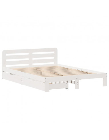 Giroletto senza Materasso Bianco 140x200 cm Legno Massello Pino