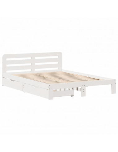 Giroletto senza Materasso Bianco 160x200 cm Legno Massello Pino