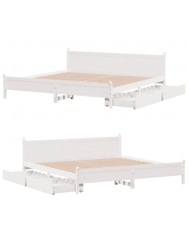 Giroletto senza Materasso Bianco 200x200 cm Legno Massello Pino