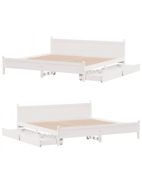 Giroletto senza Materasso Bianco 200x200 cm Legno Massello Pino
