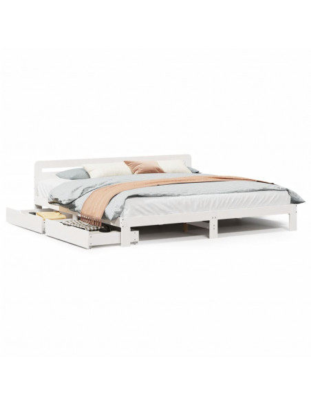 Giroletto senza Materasso Bianco 200x200 cm Legno Massello Pino
