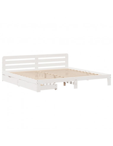 Giroletto senza Materasso Bianco 200x200 cm Legno Massello Pino