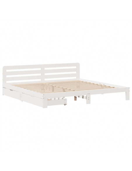 Giroletto senza Materasso Bianco 200x200 cm Legno Massello Pino