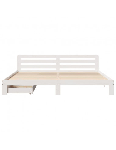 Giroletto senza Materasso Bianco 200x200 cm Legno Massello Pino