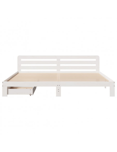 Giroletto senza Materasso Bianco 200x200 cm Legno Massello Pino