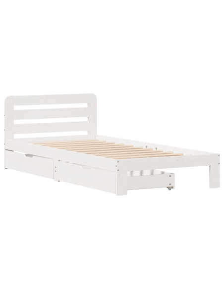 Giroletto senza Materasso Bianco 90x200 cm Legno Massello Pino