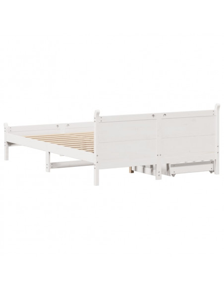 Letto senza Materasso Bianco 120x200 cm Legno Massello di Pino
