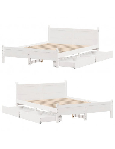 Letto senza Materasso Bianco 120x200 cm Legno Massello di Pino