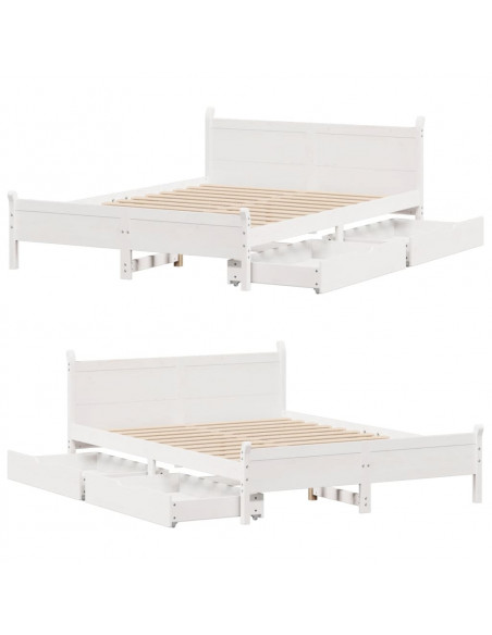 Letto senza Materasso Bianco 120x200 cm Legno Massello di Pino