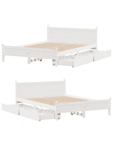 Letto senza Materasso Bianco 140x200 cm Legno Massello di Pino