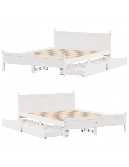Letto senza Materasso Bianco 140x200 cm Legno Massello di Pino