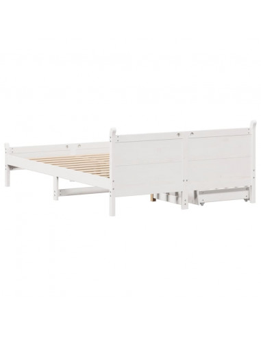 Letto senza Materasso Bianco 150x200 cm Legno Massello di Pino