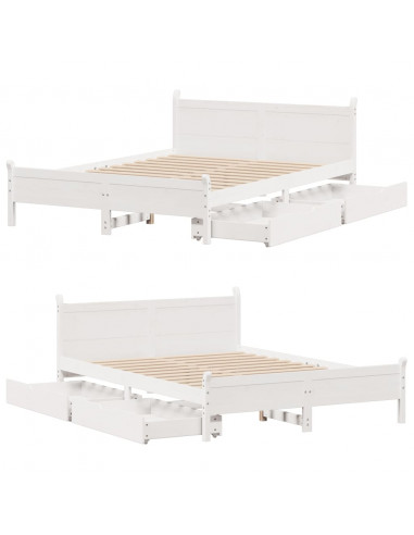Letto senza Materasso Bianco 150x200 cm Legno Massello di Pino