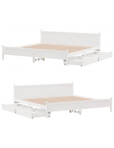 Letto senza Materasso Bianco 180x200 cm Legno Massello di Pino