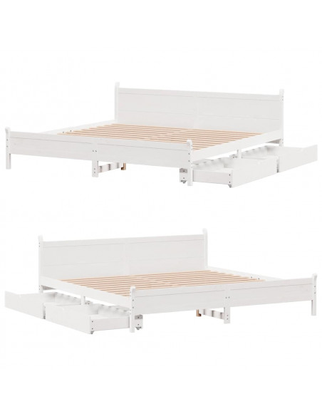 Letto senza Materasso Bianco 180x200 cm Legno Massello di Pino