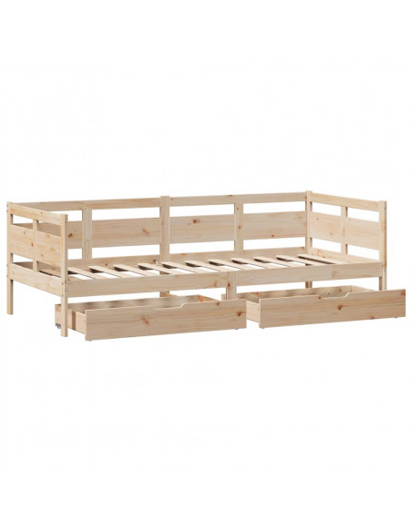 Dormeuse con Cassetti 90x200 cm Legno Massello Pino