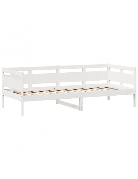 Dormeuse con Cassetti Bianca 80x200 cm Legno Massello di Pino
