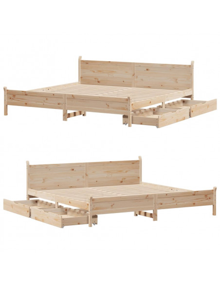Giroletto senza Materasso 200x200 cm in Legno Massello di Pino