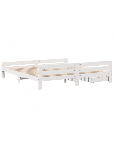 Giroletto senza Materasso Bianco 200x200 cm Legno Massello Pino