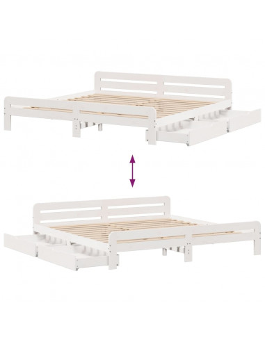 Giroletto senza Materasso Bianco 200x200 cm Legno Massello Pino