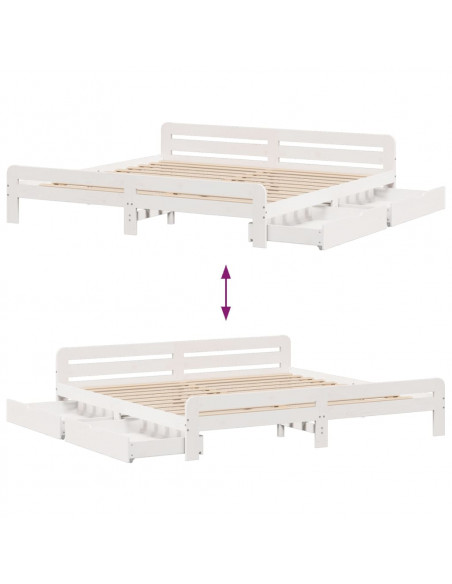 Giroletto senza Materasso Bianco 200x200 cm Legno Massello Pino