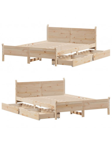 Letto senza Materasso 120x200 cm in Legno Massello di Pino