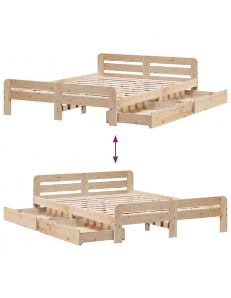 Letto senza Materasso 140x200 cm in Legno Massello di Pino
