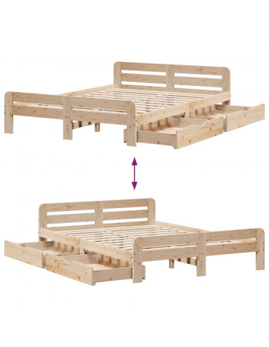 Letto senza Materasso 150x200 cm in Legno Massello di Pino