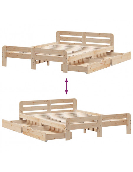 Letto senza Materasso 150x200 cm in Legno Massello di Pino