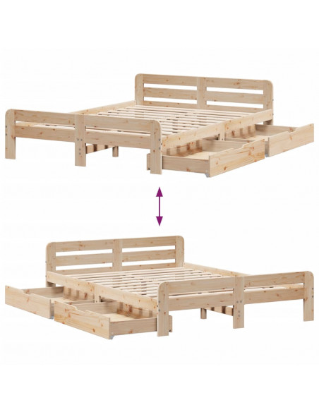 Letto senza Materasso 160x200 cm in Legno Massello di Pino