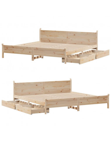 Letto senza Materasso 180x200 cm in Legno Massello di Pino