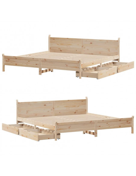 Letto senza Materasso 180x200 cm in Legno Massello di Pino