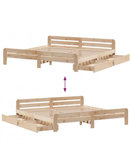Letto senza Materasso 200x200 cm in Legno Massello di Pino