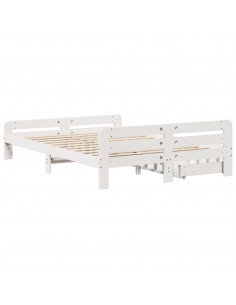Letto senza Materasso Bianco 140x200 cm Legno Massello di Pino 2