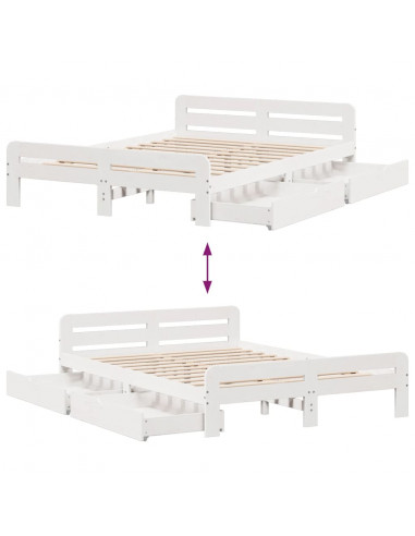 Letto senza Materasso Bianco 140x200 cm Legno Massello di Pino